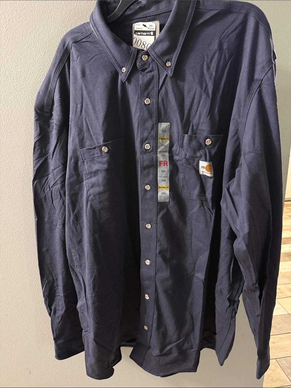 Carhartt Navy Button-Down Workshirt with Chest Pockets